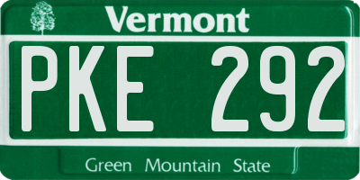 VT license plate PKE292