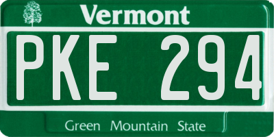 VT license plate PKE294