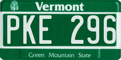 VT license plate PKE296