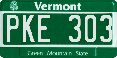 VT license plate PKE303
