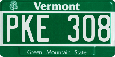 VT license plate PKE308