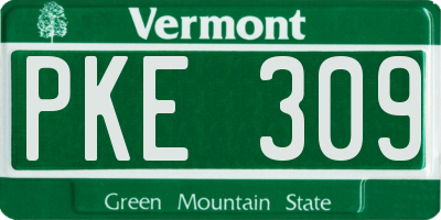 VT license plate PKE309