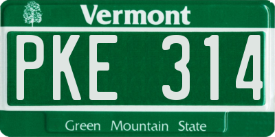 VT license plate PKE314