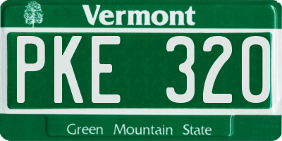 VT license plate PKE320