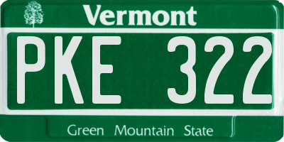 VT license plate PKE322