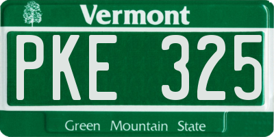 VT license plate PKE325