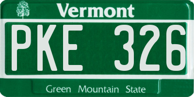VT license plate PKE326