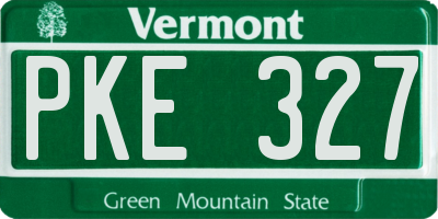 VT license plate PKE327