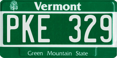 VT license plate PKE329