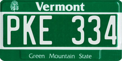 VT license plate PKE334