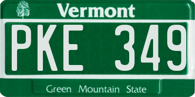 VT license plate PKE349