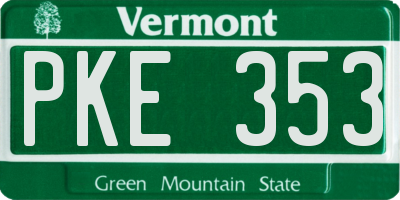 VT license plate PKE353