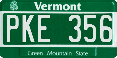 VT license plate PKE356