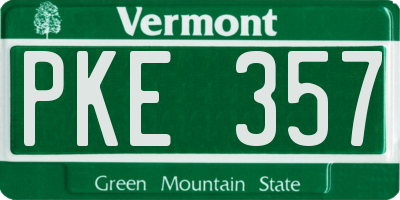VT license plate PKE357