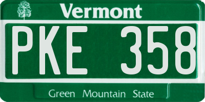 VT license plate PKE358