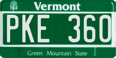 VT license plate PKE360