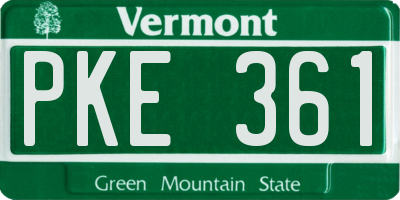 VT license plate PKE361
