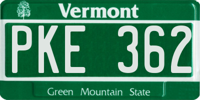 VT license plate PKE362