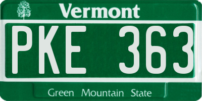 VT license plate PKE363