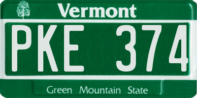 VT license plate PKE374