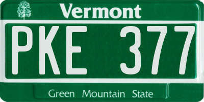VT license plate PKE377