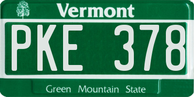 VT license plate PKE378