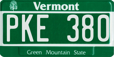 VT license plate PKE380