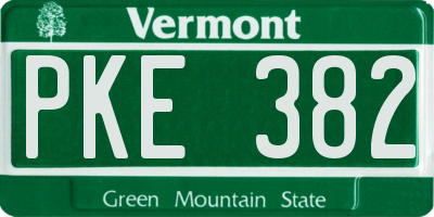 VT license plate PKE382
