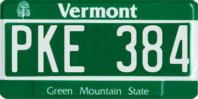 VT license plate PKE384