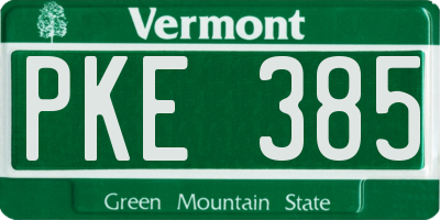 VT license plate PKE385