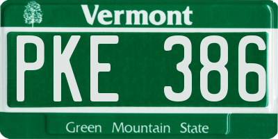 VT license plate PKE386