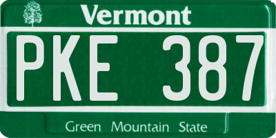 VT license plate PKE387