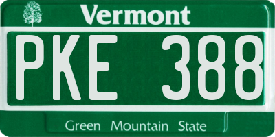 VT license plate PKE388