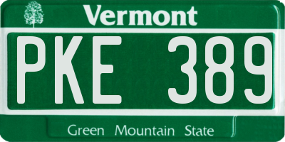 VT license plate PKE389