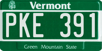 VT license plate PKE391