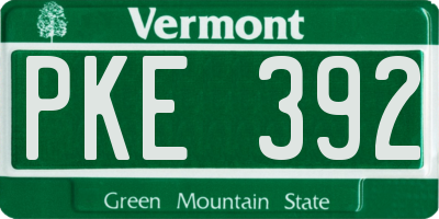 VT license plate PKE392