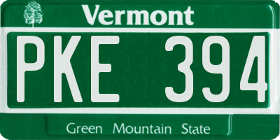 VT license plate PKE394