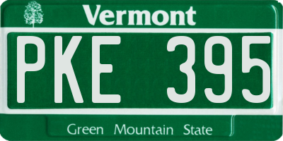 VT license plate PKE395
