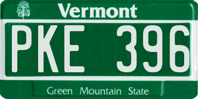 VT license plate PKE396