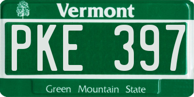VT license plate PKE397