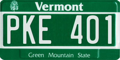 VT license plate PKE401