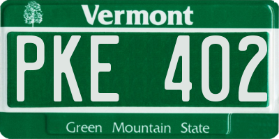 VT license plate PKE402