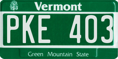 VT license plate PKE403