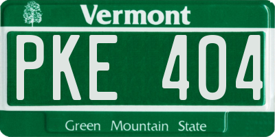 VT license plate PKE404