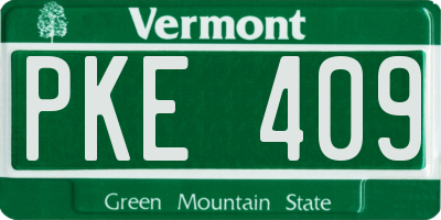 VT license plate PKE409