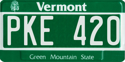 VT license plate PKE420