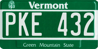 VT license plate PKE432