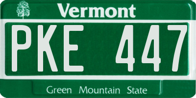 VT license plate PKE447