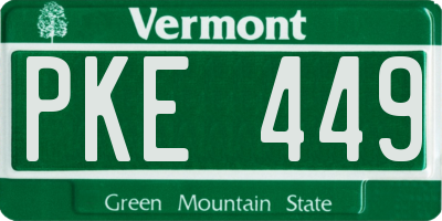 VT license plate PKE449
