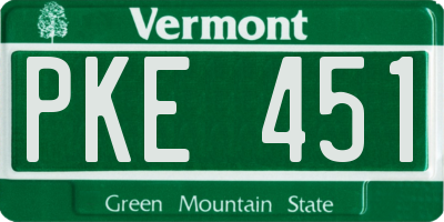 VT license plate PKE451